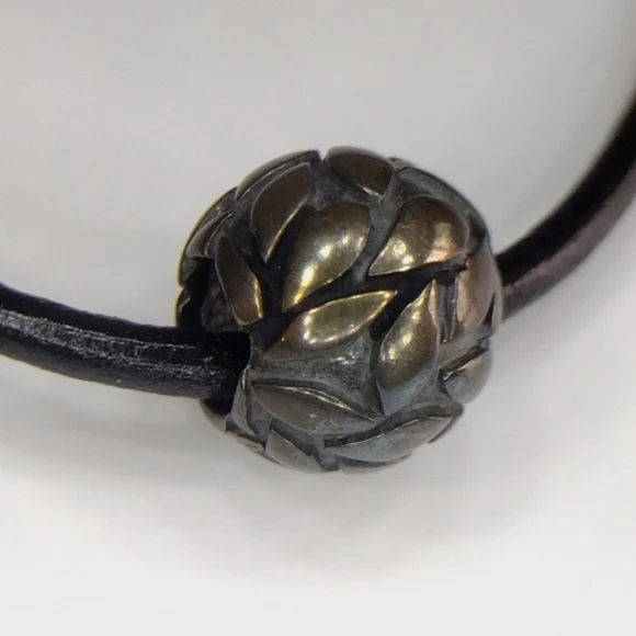 Retired Silpada Petal Ball Pendant Black Leather Cord Necklace 16" S1342 - Picture 8 of 8